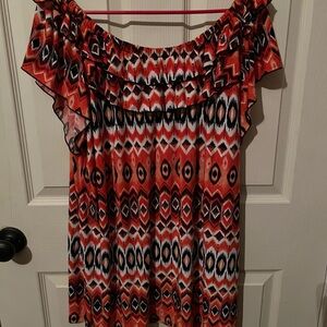 Orange Geometric Print Top